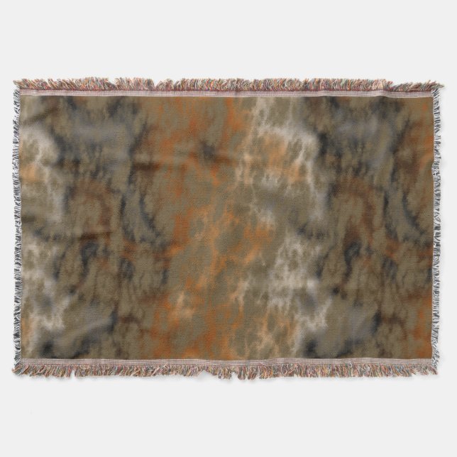 Bronze and Copper Marble Abstract Throw Blanket (Front)