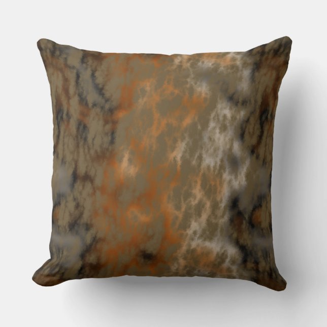 Bronze and Copper Marble Abstract Throw Pillow (Front)