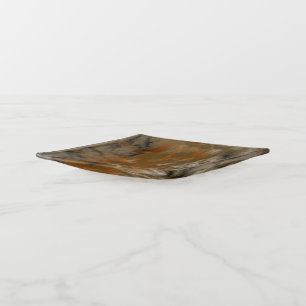 Bronze and Copper Marble Abstract Trinket Tray