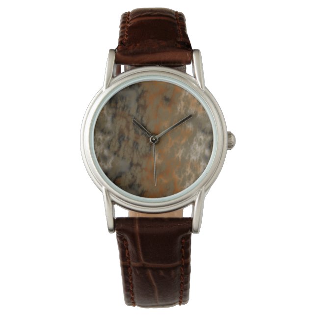 Bronze and Copper Marble Abstract Watch (Front)