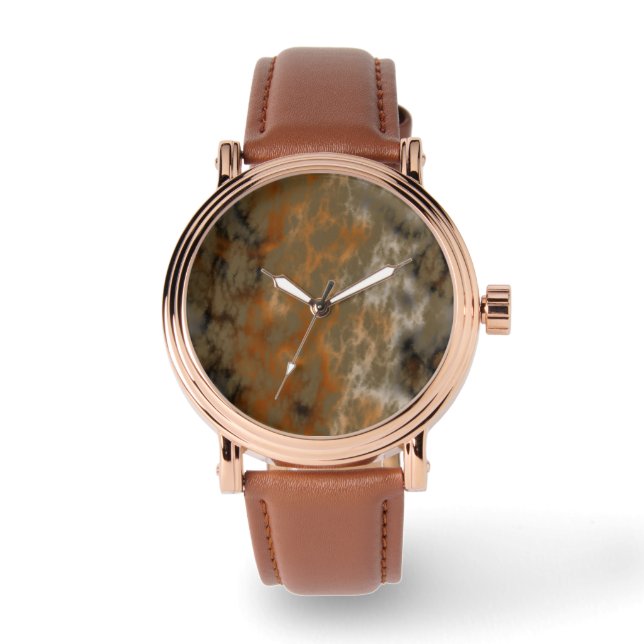 Bronze and Copper Marble Abstract Watch (Front)