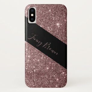 bronze and glitter elegant monogram iPhone x case