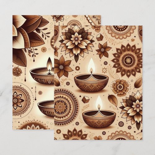 Bronze and Gold Diwali Printable Scrapbook Paper Invitation