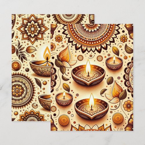 Bronze and Gold Diwali Scrapbook Paper Printable Invitation