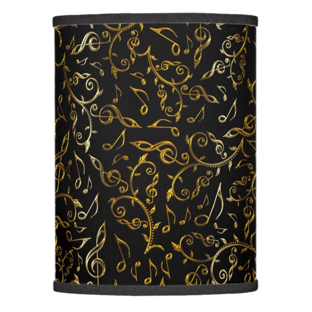 Bronze and Gold Elegant Music Notes Lamp Shade (Front)