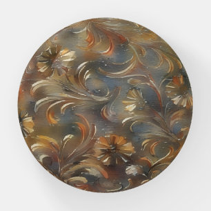 Bronze and Gold Floral Art Glass Paperweight