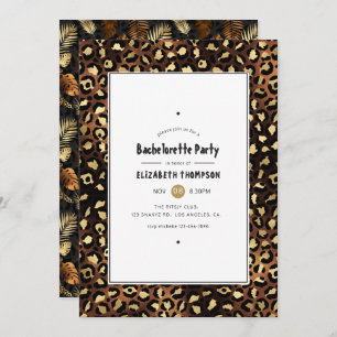 Bronze and Gold Leopard Bachelorette Party Invitation