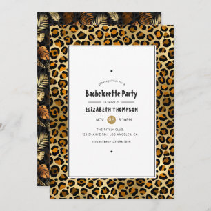 Bronze and Gold Leopard Bachelorette Party Invitation