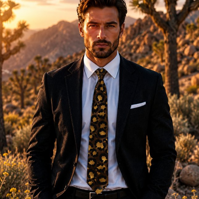 Bronze and Gold Leopard Print Neck Tie (Creator Uploaded)
