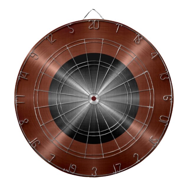 Bronze and Gray Stainless Steel Metal Dartboard (Front)
