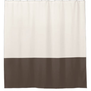 Bronze and off white two tone color block shower curtain