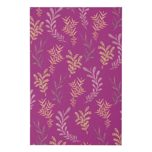 Bronze and Pink Floral Pattern Faux Wrapped Canvas