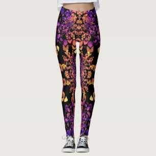 Bronze and Purple Abstract Mandala Pattern Leggings