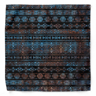 Bronze and Rust Vintage  Aztec Peruvian Tribal Pat Bandana