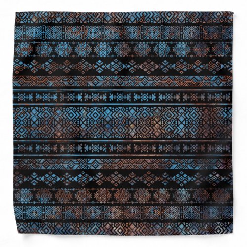 Bronze and Rust Vintage  Aztec Peruvian Tribal Pat Bandana