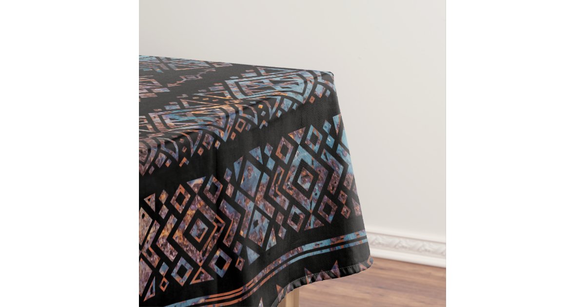 Bronze and Rust Vintage Aztec Peruvian Tribal Pat Tablecloth | Zazzle