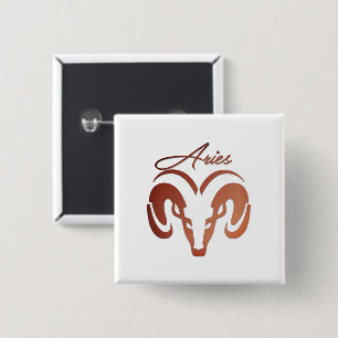 Bronze Aries the Ram Zodiac Button