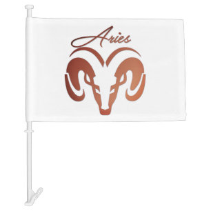 Bronze Aries the Ram Zodiac Car Flag