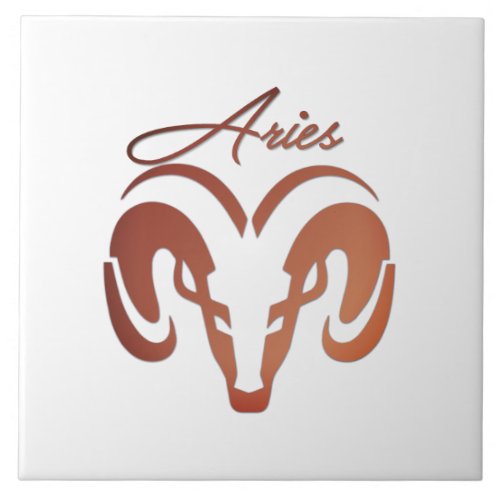 Bronze Aries the Ram Zodiac Ceramic Tile