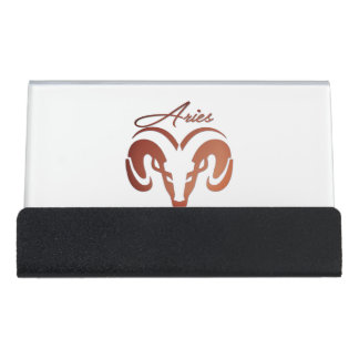 Bronze Aries the Ram Zodiac Desk Business Card Holder