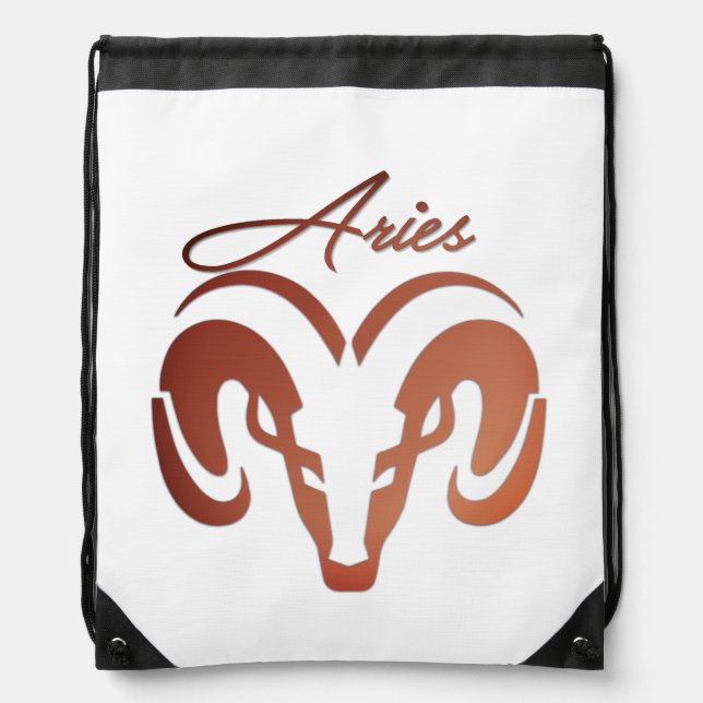 Bronze Aries the Ram Zodiac Drawstring Bag (Front)
