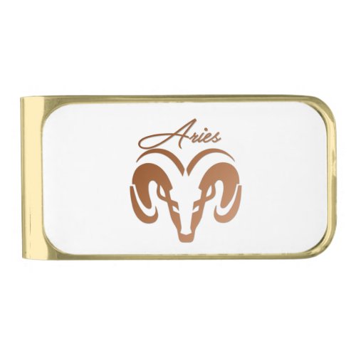 Bronze Aries the Ram Zodiac Gold Finish Money Clip