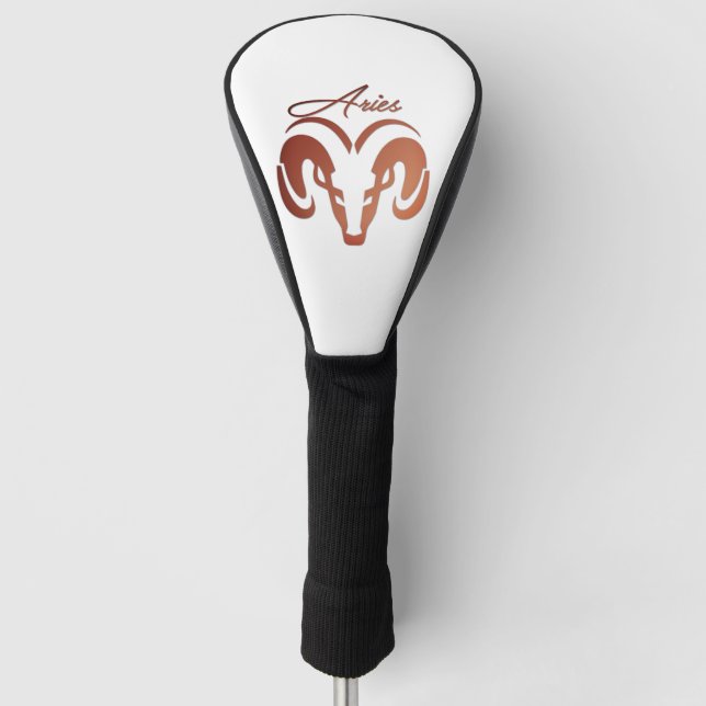 Bronze Aries the Ram Zodiac Golf Head Cover (Front)