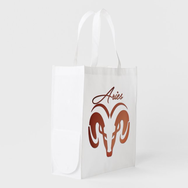 Bronze Aries the Ram Zodiac  Grocery Bag (Front Side)