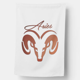Bronze Aries the Ram Zodiac House Flag