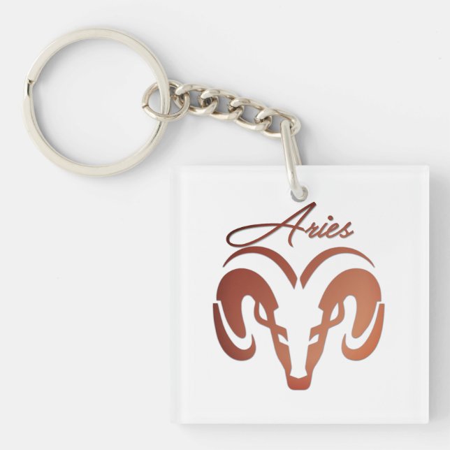 Bronze Aries the Ram Zodiac Keychain (Front)