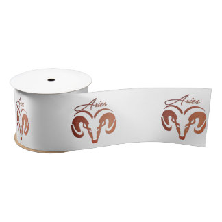Bronze Aries the Ram Zodiac Satin Ribbon