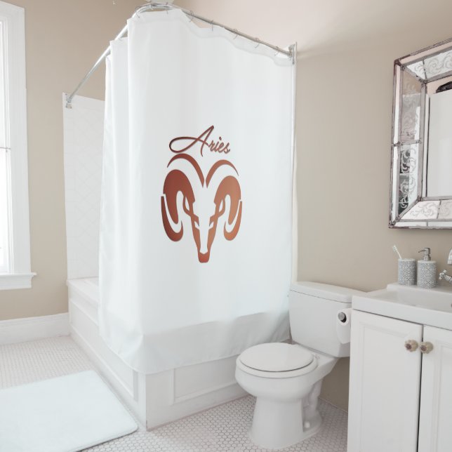 Bronze Aries the Ram Zodiac Shower Curtain (In Situ)