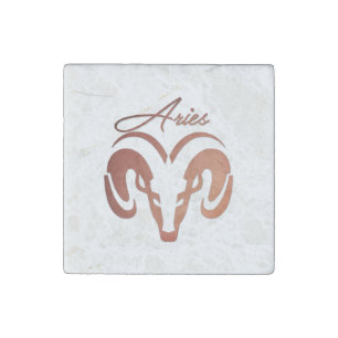 Bronze Aries the Ram Zodiac Stone Magnet