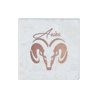 Bronze Aries the Ram Zodiac Stone Magnet