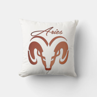 Bronze Aries the Ram Zodiac Throw Pillow