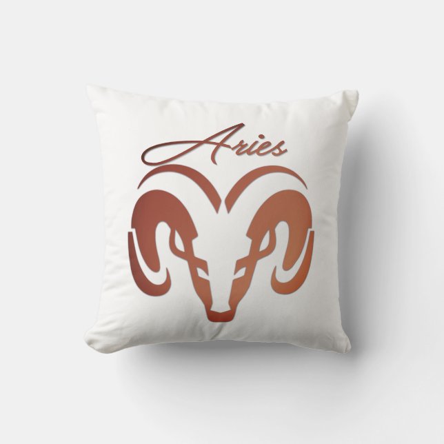 Bronze Aries the Ram Zodiac Throw Pillow (Front)