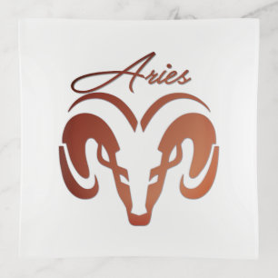 Bronze Aries the Ram Zodiac Trinket Tray