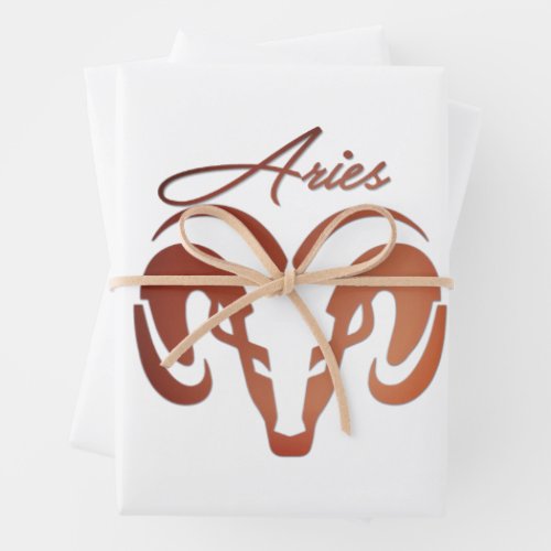 Bronze Aries the Ram Zodiac Wrapping Paper Sheets