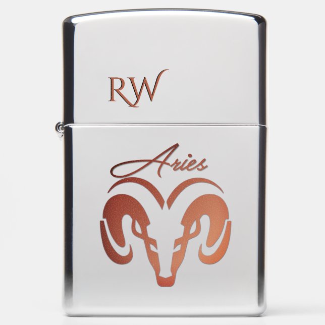 Bronze Aries the Ram Zodiac Zippo Lighter (Front)