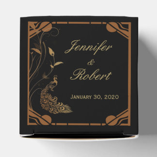 Bronze Art Deco Peacock and FloralW edding Favor B Boxes