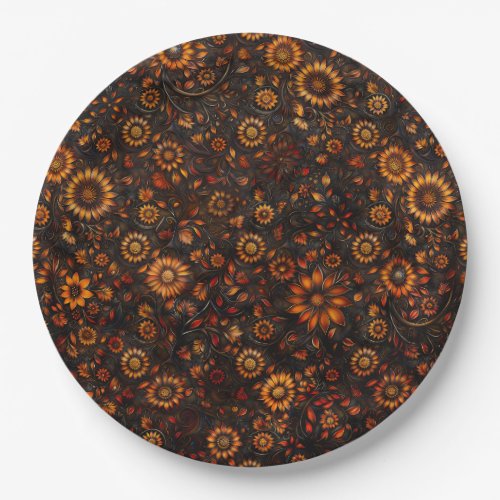 Bronze Autumn Vines Paper Plate