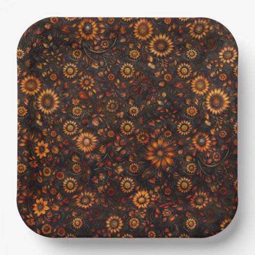 Bronze Autumn Vines Paper Plate