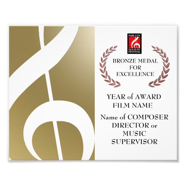 Bronze Award Certificate Photo Print (Front)