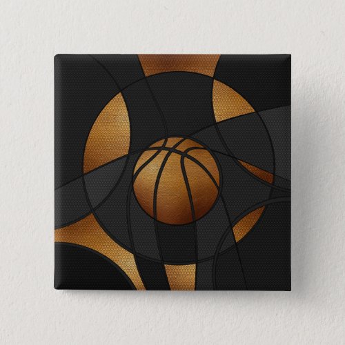 Bronze Basketball Abstract Art Button