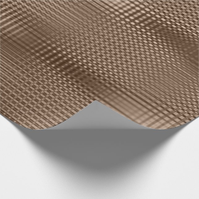 Bronze Beige Metallic Grill Stripes Skinny Lux Wrapping Paper (Corner)