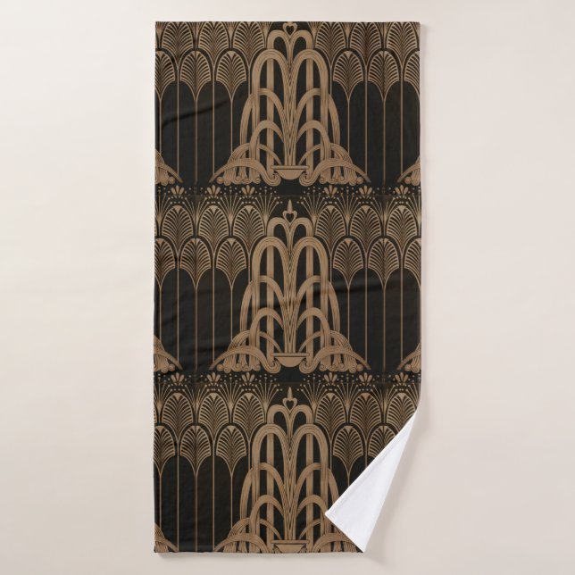 Bronze,black,art deco, art nouveau, floral,pattern bath towel (Bath Towel)