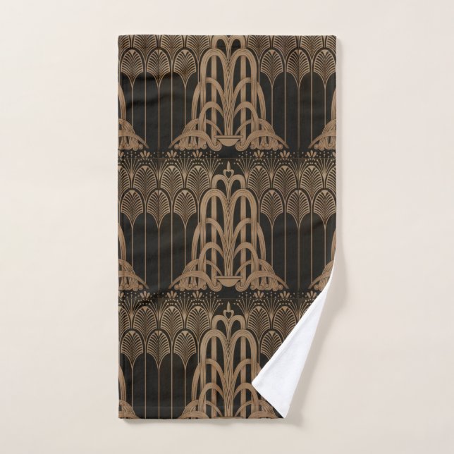 Bronze,black,art deco, art nouveau, floral,pattern hand towel  (Hand Towel)