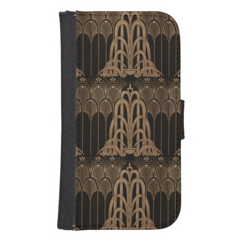 Bronzeblackart deco art nouveau floralpattern galaxy s4 wallet case