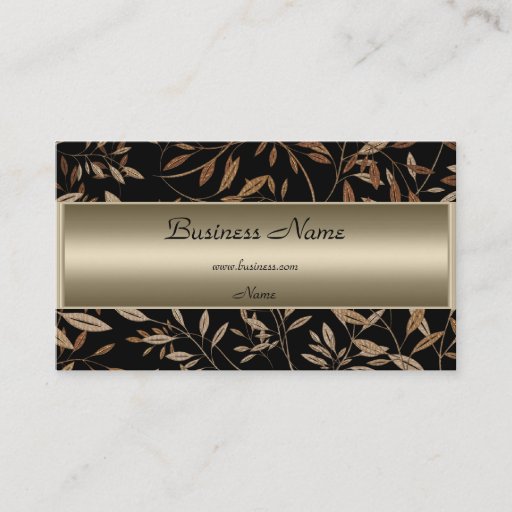 Customizable Bronze Black Brown Floral Elegant Business Card