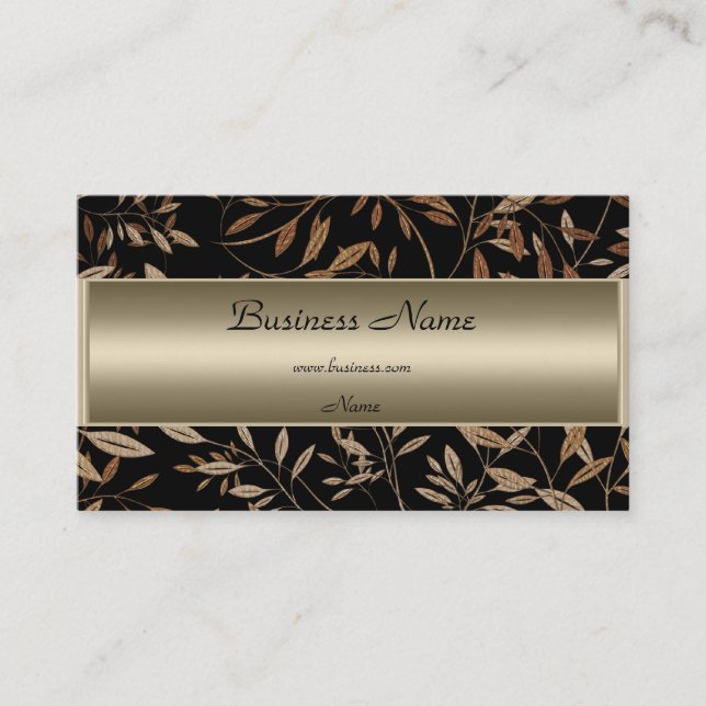Bronze Black Brown Floral Elegant Business Card (Front)